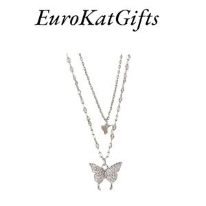 NEW Elegant Silver Butterfly Pendant Necklace NWT